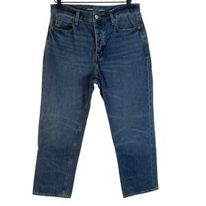 Old Navy Womens High Rise Slouchy Straight Jeans Button Fly Med Wash Cotton 8